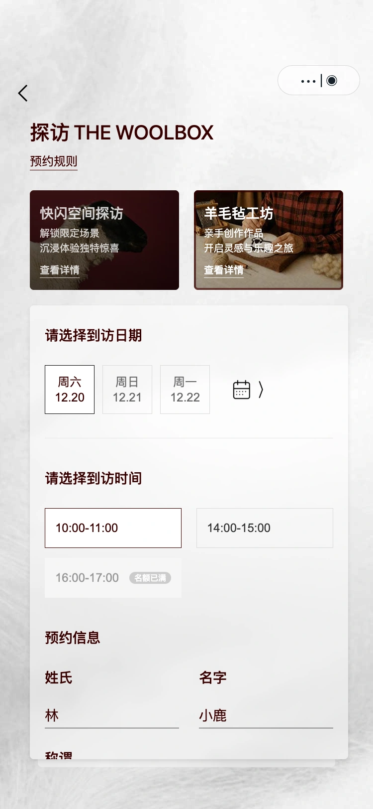 WOOLRICH THE WOOLBOX: 预约羊毛毡工坊